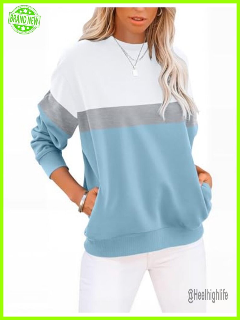 Womens Lightweight Cotton Crewneck Sweatshirt Pullover with Pockets